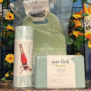 New 3 Items Yoga Bundle: Foam Roller, Knee Mat Double Sided, and Block